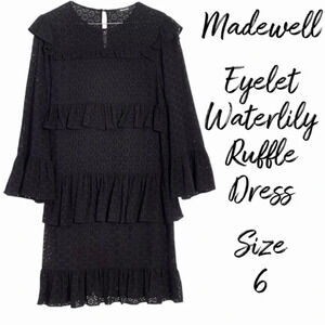 Madewell size 6 black eyelet ruffle dress